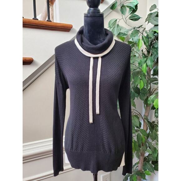 Zuda Women Black Viscose Turtle Neck Long Sleeve Pullover Knit Sweater Size 2XS - Picture 1 of 12
